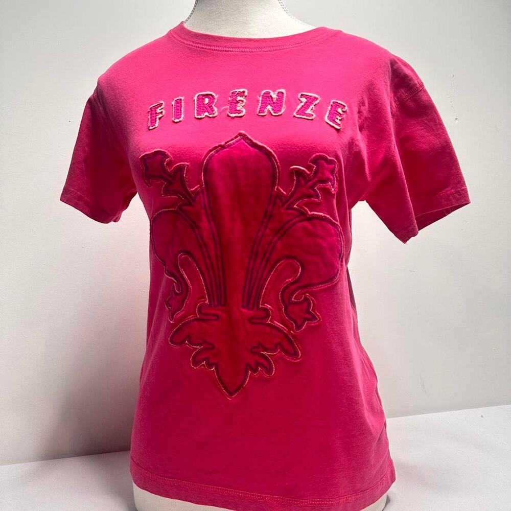 Firenze Size Large Full Length Vintage Embroidered Baby Tee 100% Cotton